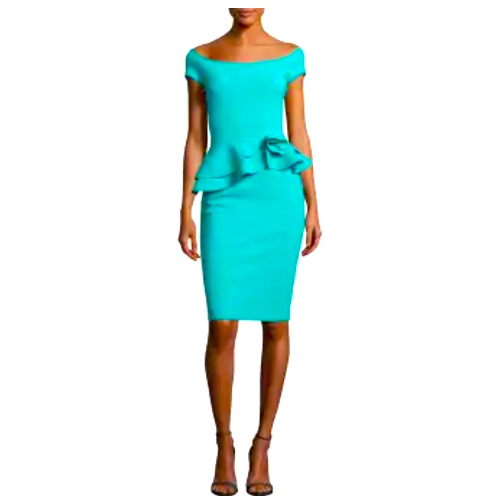 NWOT Chiara Boni La Petite Robe Lady Cap-Sleeve Peplum Cocktail Dress US sz 4